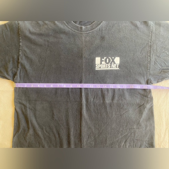 Hanes Beefy Vintage Fox Sports Net Promo Black White Graphic Tee Adult Large - Picture 5 of 6